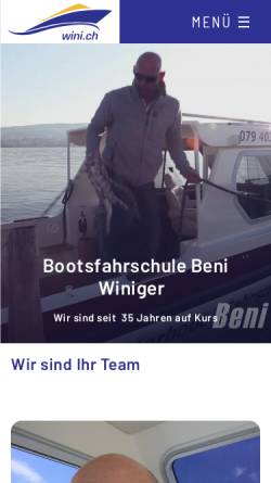 Vorschau der mobilen Webseite www.wini.ch, Motorbootfahrschule Beni Winiger