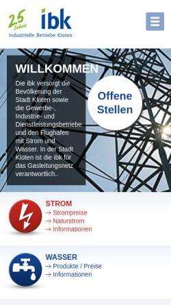 Vorschau der mobilen Webseite www.ibkloten.ch, Industrielle Betriebe Kloten (IBK)