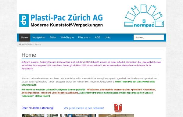 Vorschau von www.plasti-pac.ch, Plasti-Pac Zürich AG