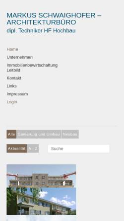 Vorschau der mobilen Webseite www.schwaighofer.ch, Architekturbüro Schwaighofer