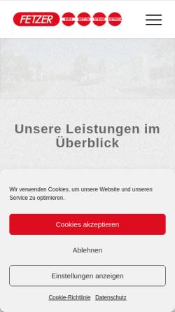 Vorschau der mobilen Webseite fetzerbeton.de, Fetzer GmbH & Co KG