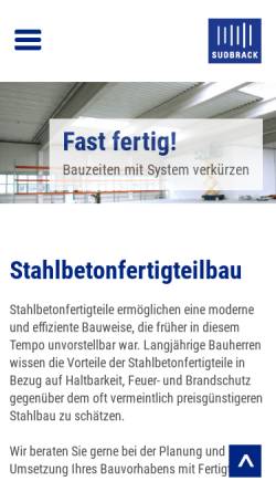 Vorschau der mobilen Webseite www.sudbrack.de, Transportbeton Sudbrack GmbH