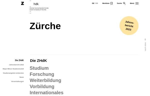 Vorschau von www.zhdk.ch, Zürcher Hochschule der Künste