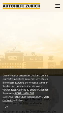 Vorschau der mobilen Webseite autohilfe.ch, Autohilfe Zürich