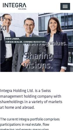 Vorschau der mobilen Webseite www.integra.ch, Integra Holding AG