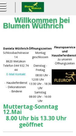 Vorschau der mobilen Webseite www.blumen-wuethrich.ch, Blumen Wüthrich