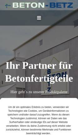 Vorschau der mobilen Webseite www.beton-betz.de, Beton Betz GmbH