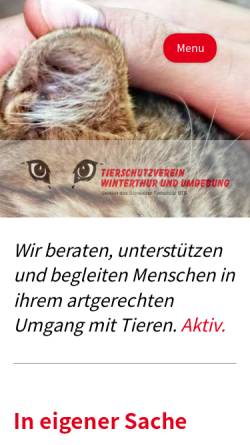 Vorschau der mobilen Webseite www.tsv-winterthur.ch, Tierschutzverein Winterthur
