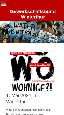 Vorschau der mobilen Webseite www.gewerkschaftsbund.ch, Gewerkschaftsbund des Bezirks Winterthur GBW