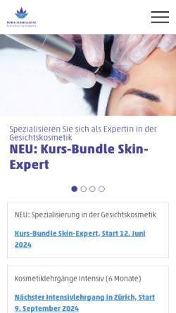 Vorschau der mobilen Webseite www.mariaschweizer.ch, Kosmetikfachschule Maria Schweizer AG