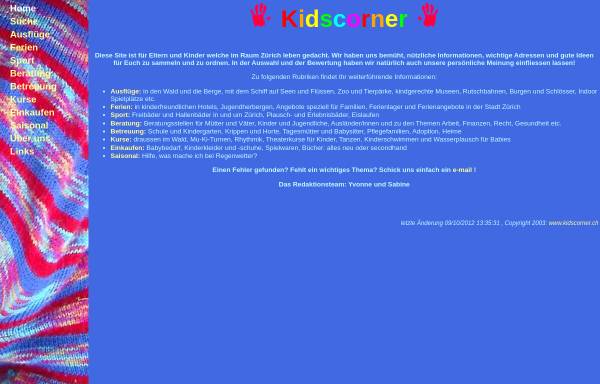 Vorschau von www.kidscorner.ch, Kidscorner - Zürich für Eltern und Kinder