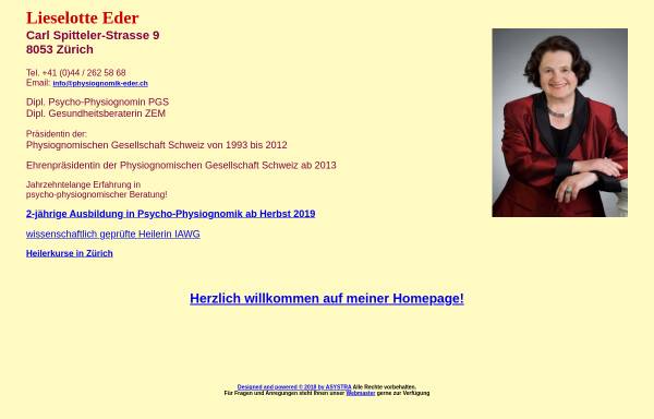Vorschau von www.physiognomik-eder.ch, Lieselotte Eder - Psycho-Physiognomik