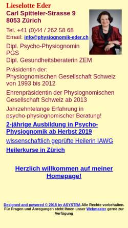 Vorschau der mobilen Webseite www.physiognomik-eder.ch, Lieselotte Eder - Psycho-Physiognomik