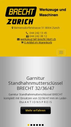 Vorschau der mobilen Webseite www.brecht.ch, Brecht + Co. AG