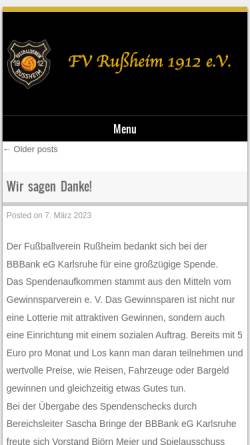 Vorschau der mobilen Webseite www.fv-russheim.de, Fußballverein Rußheim 1912 e.V.