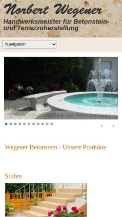 Vorschau der mobilen Webseite www.wegener-betonstein.de, Bernd und Norbert Wegener GbR