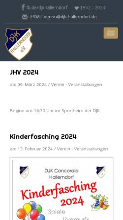 Vorschau der mobilen Webseite www.djk-hallerndorf.de, DJK Hallerndorf