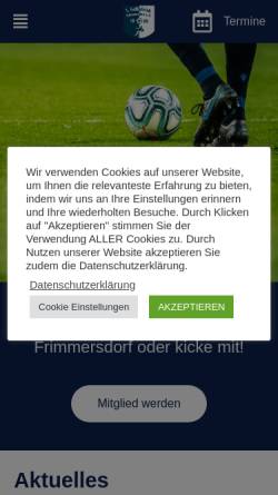 Vorschau der mobilen Webseite www.fcfrimmersdorf.de, 1. FC Frimmersdorf e. V.