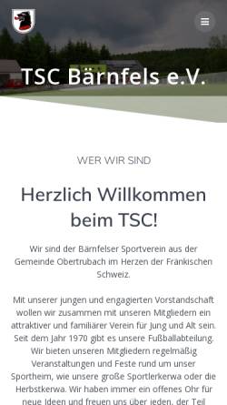 Vorschau der mobilen Webseite www.tsc-baernfels.de, TSC Bärnfels e.V. 1970