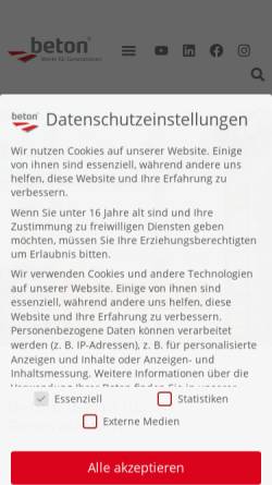 Vorschau der mobilen Webseite www.betonmarketing.at, Betonmarketing Österreich