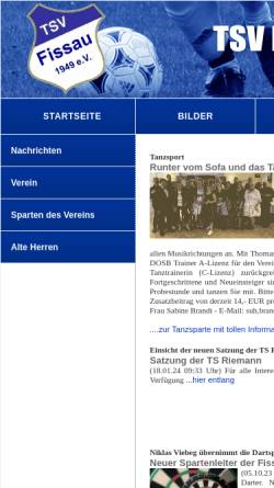 Vorschau der mobilen Webseite www.tsvfissau.zliga.de, TSV Fissau 1949 e.V.