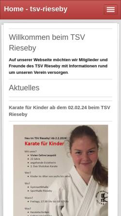 Vorschau der mobilen Webseite www.tsv-rieseby.de, TSV Rieseby v. 1922 e.V.