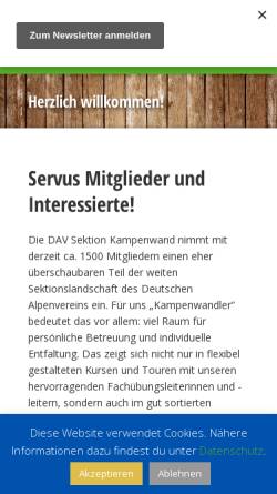 Vorschau der mobilen Webseite www.sektion-kampenwand.de, DAV Sektion Kampenwand