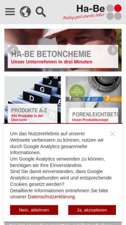 Vorschau der mobilen Webseite www.ha-be-hameln.de, Ha-Be Baustoffprüftechnik & Co. KG