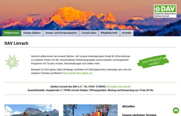 Vorschau von www.alpenverein-loerrach.de, DAV Sektion Lörrach