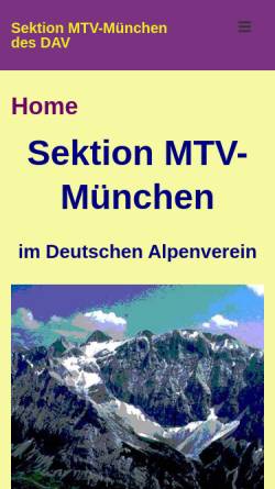 Vorschau der mobilen Webseite www.mtvalpin.de, DAV Sektion MTV München