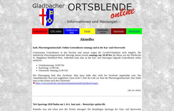 Vorschau von www.ortsblende.de, Gladbacher Ortsblende