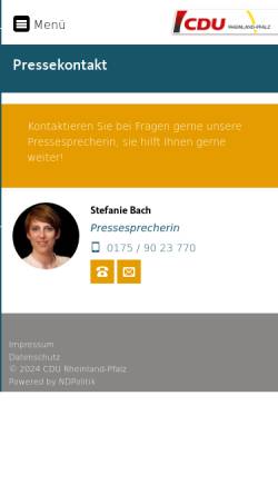 Vorschau der mobilen Webseite www.frauenunion-rlp.de, Frauen Union (FU) Rheinland-Pfalz
