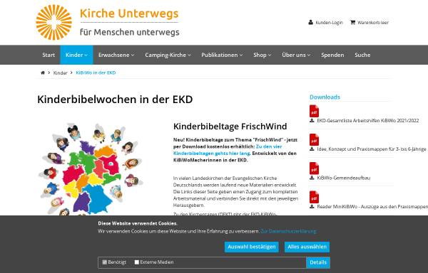 Vorschau von www.kinderbibelwochen.de, Arbeitshilfen Kinderbibelwoche