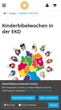 Vorschau der mobilen Webseite www.kinderbibelwochen.de, Arbeitshilfen Kinderbibelwoche