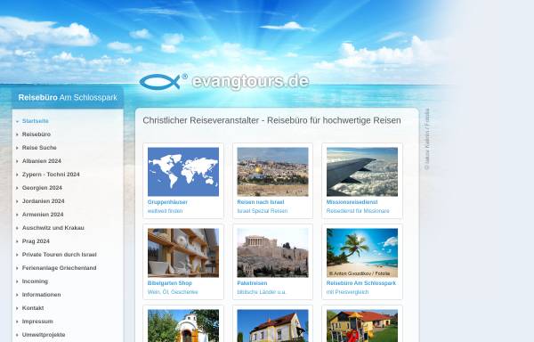 Vorschau von www.evangtours.de, Evangelischer Reiseveranstalter und Christliche Vereine