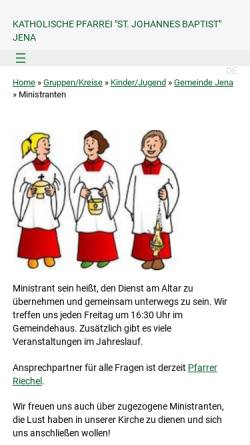 Vorschau der mobilen Webseite stjohann-jena.de, Jenaer Ministranten