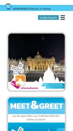 Vorschau der mobilen Webseite www.ministrieren.de, Ministranten-Referat der Erzdiözese München-Freising