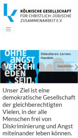 Vorschau der mobilen Webseite www.koelnische-gesellschaft.de, Kölnische Gesellschaft für christlich-jüdische Zusammenarbeit