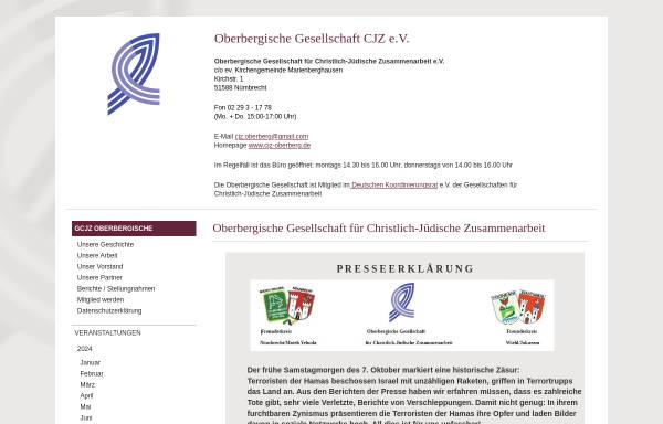 Vorschau von www.cjz-oberberg.de, Oberbergische Gesellschaft für Christlich-Jüdische Zusammenarbeit