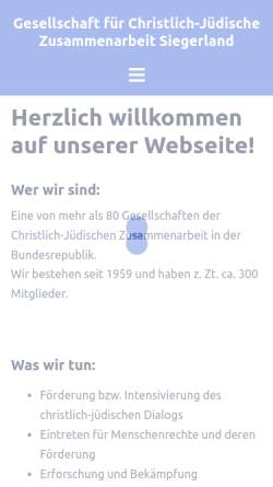 Vorschau der mobilen Webseite www.cjz-siegen.de, Siegerland - Gesellschaft für Christlich-Jüdische Zusammenarbeit
