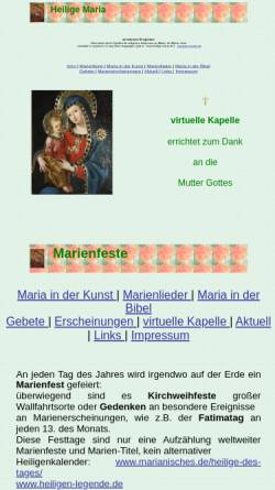 Vorschau der mobilen Webseite www.heilige-maria.de, Die Heilige Maria