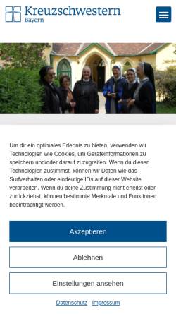 Vorschau der mobilen Webseite www.kreuzschwestern.de, Kreuzschwestern Gemünden