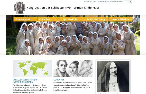 Vorschau von www.manete-in-me.org, Schwestern vom armen Kinde Jesus