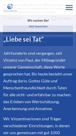 Vorschau der mobilen Webseite www.vinzentinerinnen.de, Vinzentinerinnen