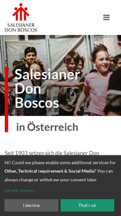 Vorschau der mobilen Webseite www.donbosco.at, Don Bosco in Österreich