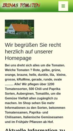 Vorschau der mobilen Webseite www.irinas-tomaten.de, Irinas Tomaten