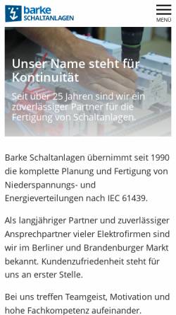 Vorschau der mobilen Webseite www.schaltanlagen-barke.de, Elektroanlagen Holger Barke