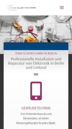 Vorschau der mobilen Webseite www.toms-elektro.de, Toms Elektro GmbH