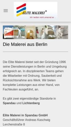 Vorschau der mobilen Webseite www.elite-malerei.de, Elite Malerei GmbH