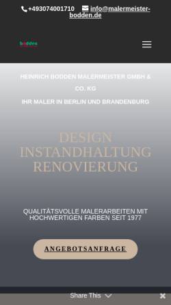 Vorschau der mobilen Webseite www.malermeister-bodden.de, Malermeister Bodden GmbH & Co. KG